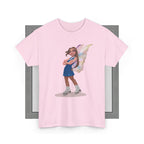 Front view of the Skater Fairy unisex graphic t-shirt in light pink