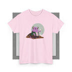 Front view of the Scary Harry Monster unisex graphic t-shirt in light pink