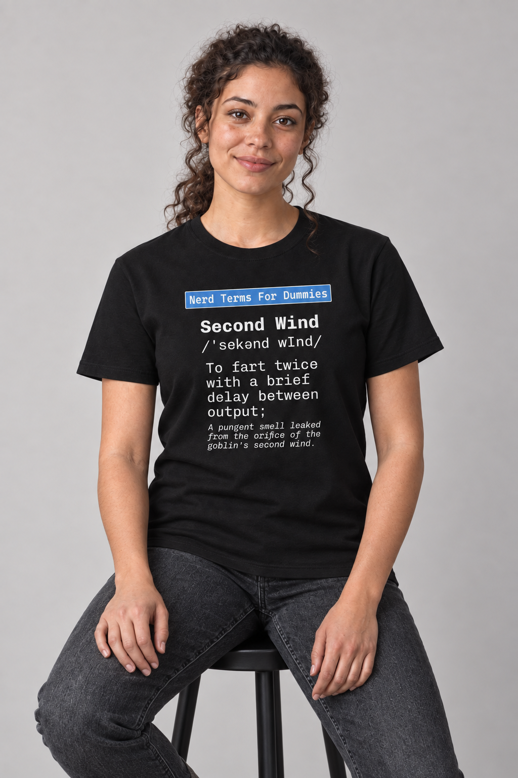 Second Wind unisex graphic t-shirt — nora, AI-generated styling photograph