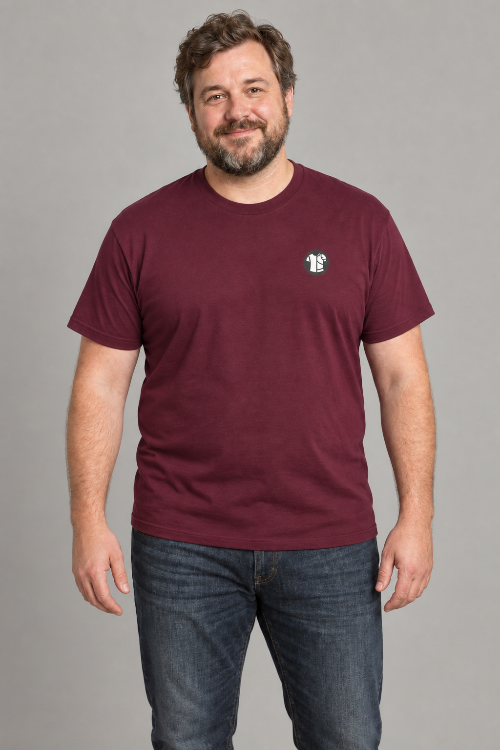 ChestSlot Logo unisex graphic t-shirt — ben, AI-generated styling photograph
