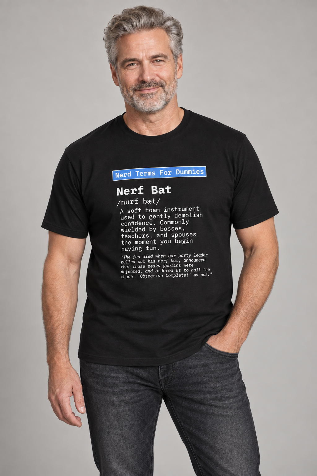 Nerf Bat unisex graphic t-shirt on henrik, AI-generated styling photograph