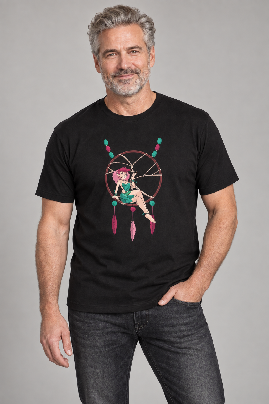 Drømmefe unisex graphic t-shirt on henrik, AI-generated styling photograph