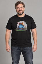 AI-genereret stylingbillede med Ben i Fur Wizard unisex T-shirt med tryk