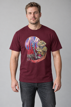 AI-genereret stylingbillede med Jonas i Eye-Droid unisex T-shirt med tryk